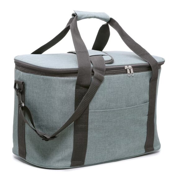 NWT DSW Textured Insulated Cooler Bag, Blue Green Aqua Large Picnic Tote Bag - Picture 5 of 9